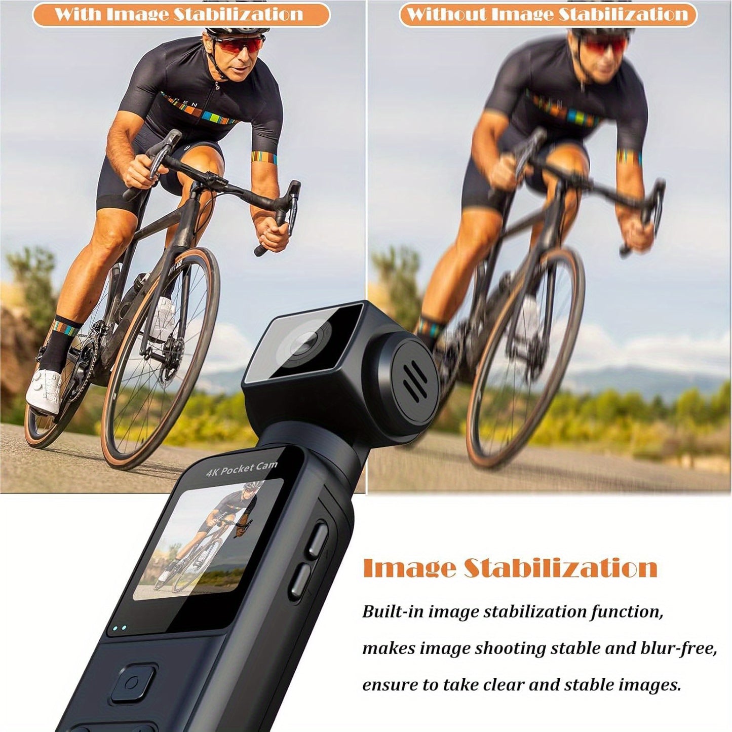 MARVUE 4K HD Handheld Stabilizer Camera – Portable Action Camera