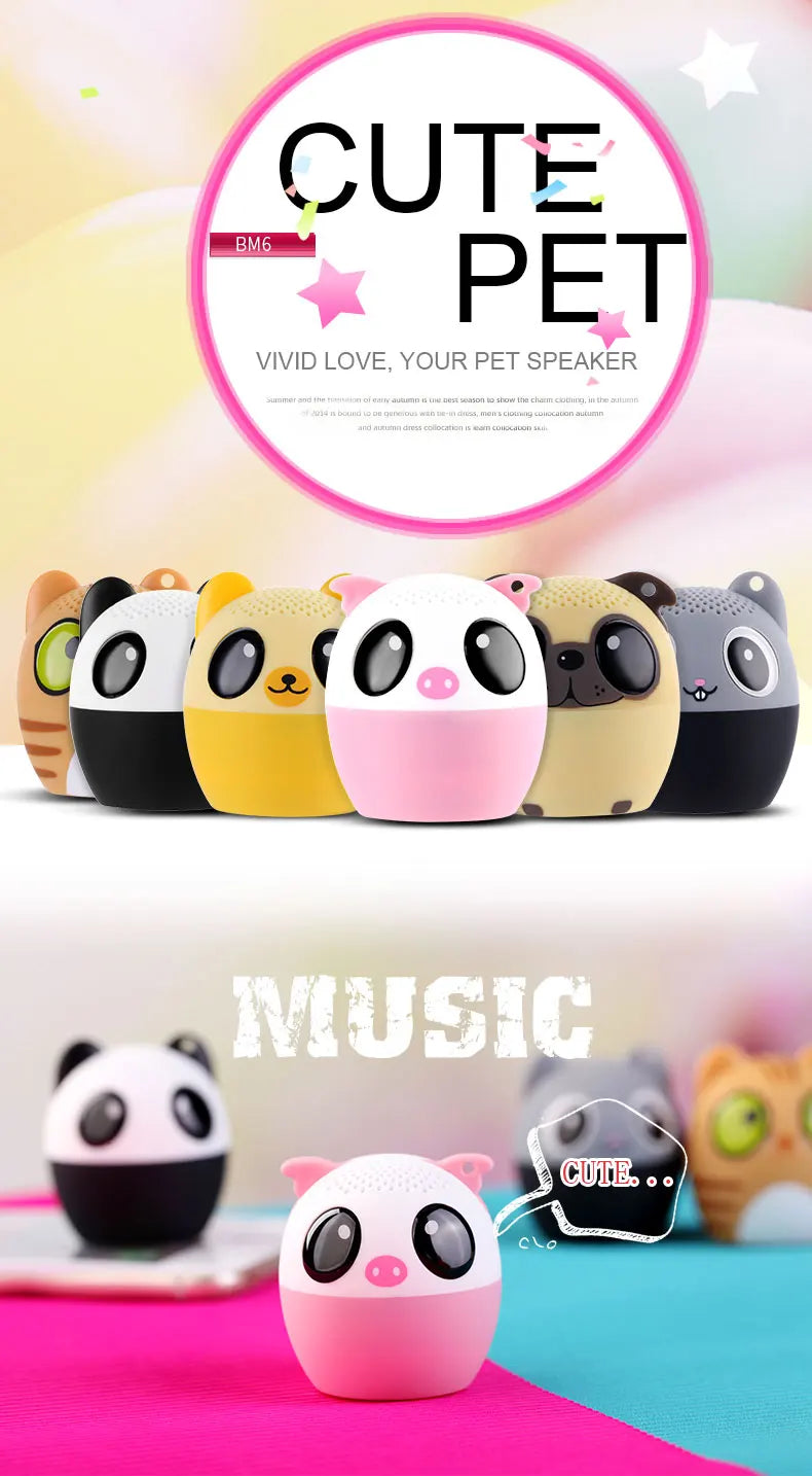 Mini Bluetooth Speaker Bear Cute Pet