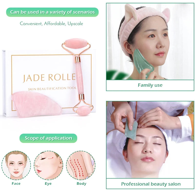 Rose Quartz Jade Massage Set