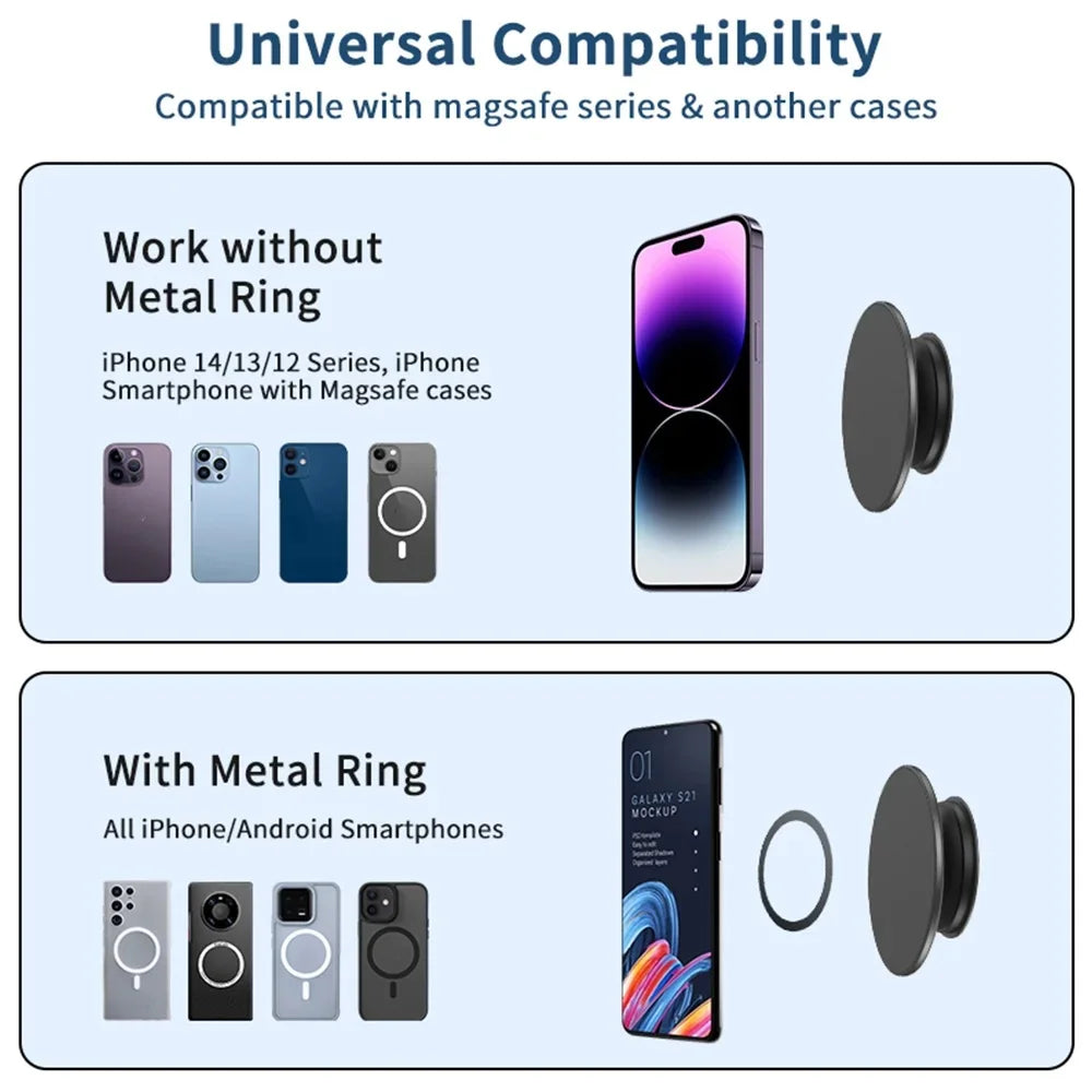 Magnetic Phone Ring Stand – Grip Holder for iPhone & Samsung