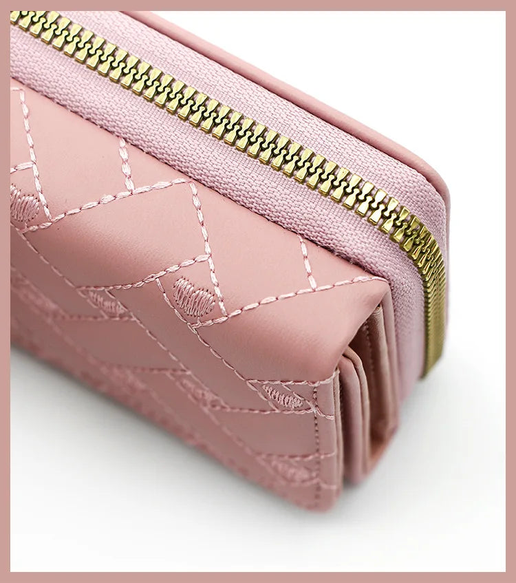 Chic Pink Leather Women's Wallet Pink Detail