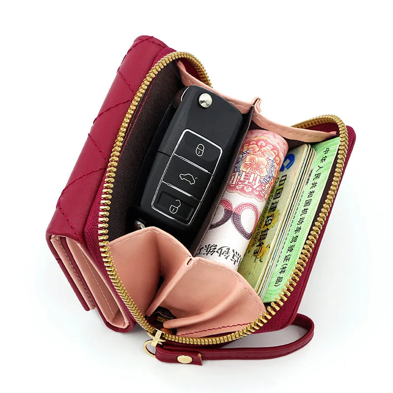 Crafted with high-quality leather in an adorable design, it’s compact yet spacious enough to hold your coins, cash, and cards securely.