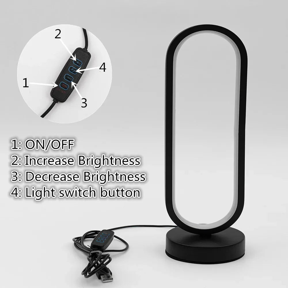 USB Dimmable Circular Desk Lamp on/off