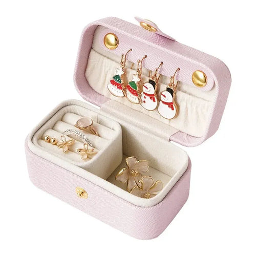 Exquisite Pu Leather Jewelry Box Simple Ring Necklace Earrings Storage