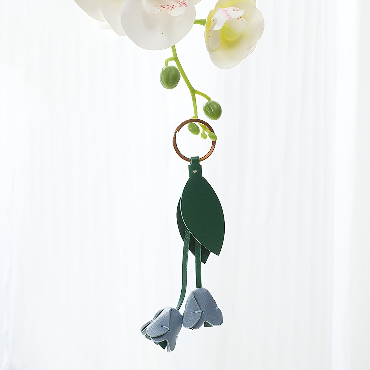 Tulip Pendant Faux Leather Keychain