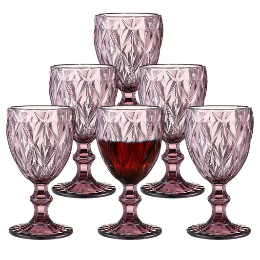 6pcs Retro Glass Rhombus Wine Glasses