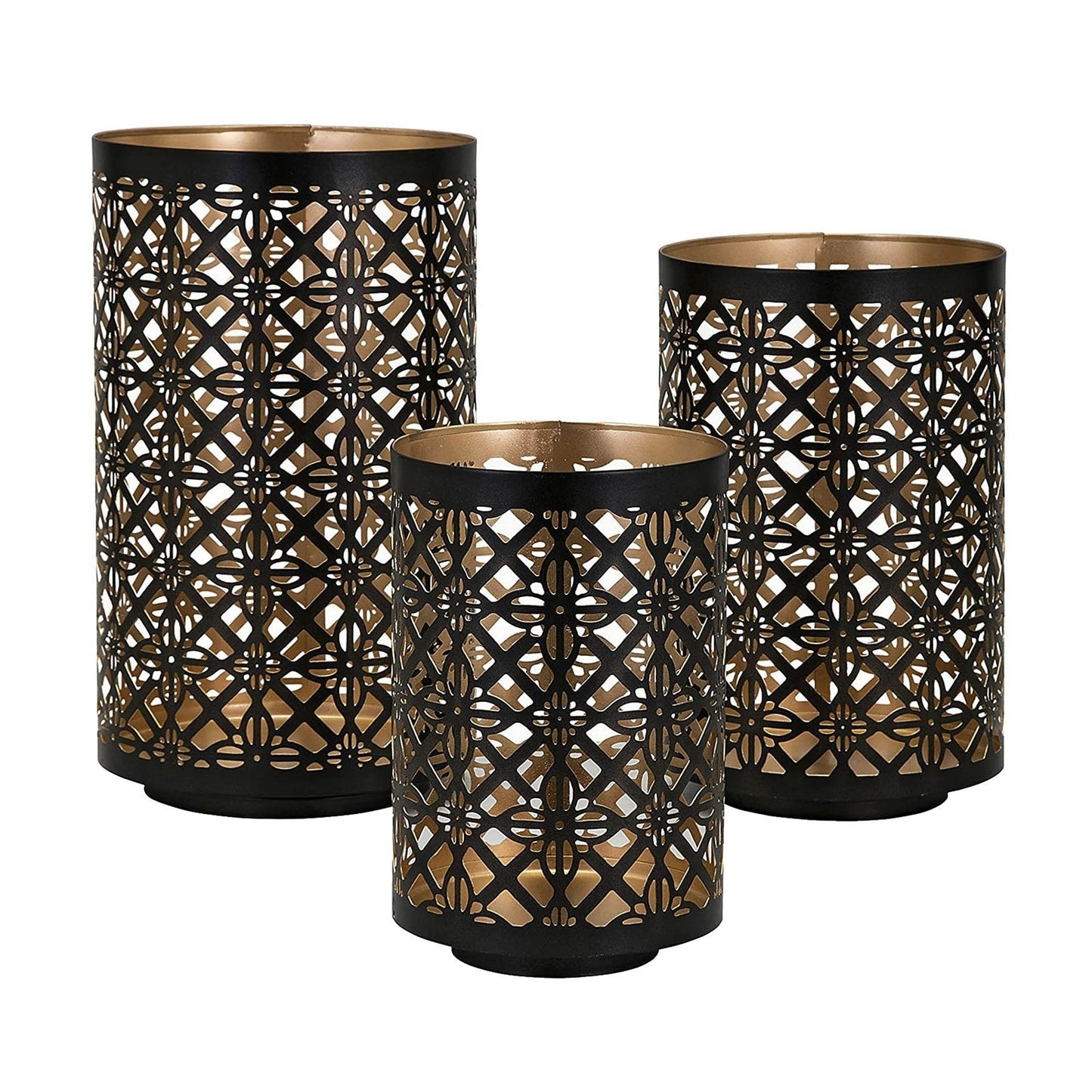 Set of 3 Helena Pierced Metal Lanterns, L:D7x12' M:D6.5x10' S:D5x8.5'