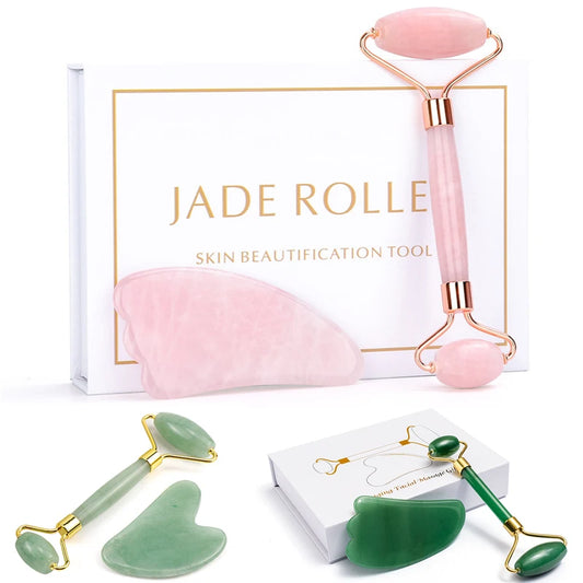 Rose Quartz Jade Massage Set