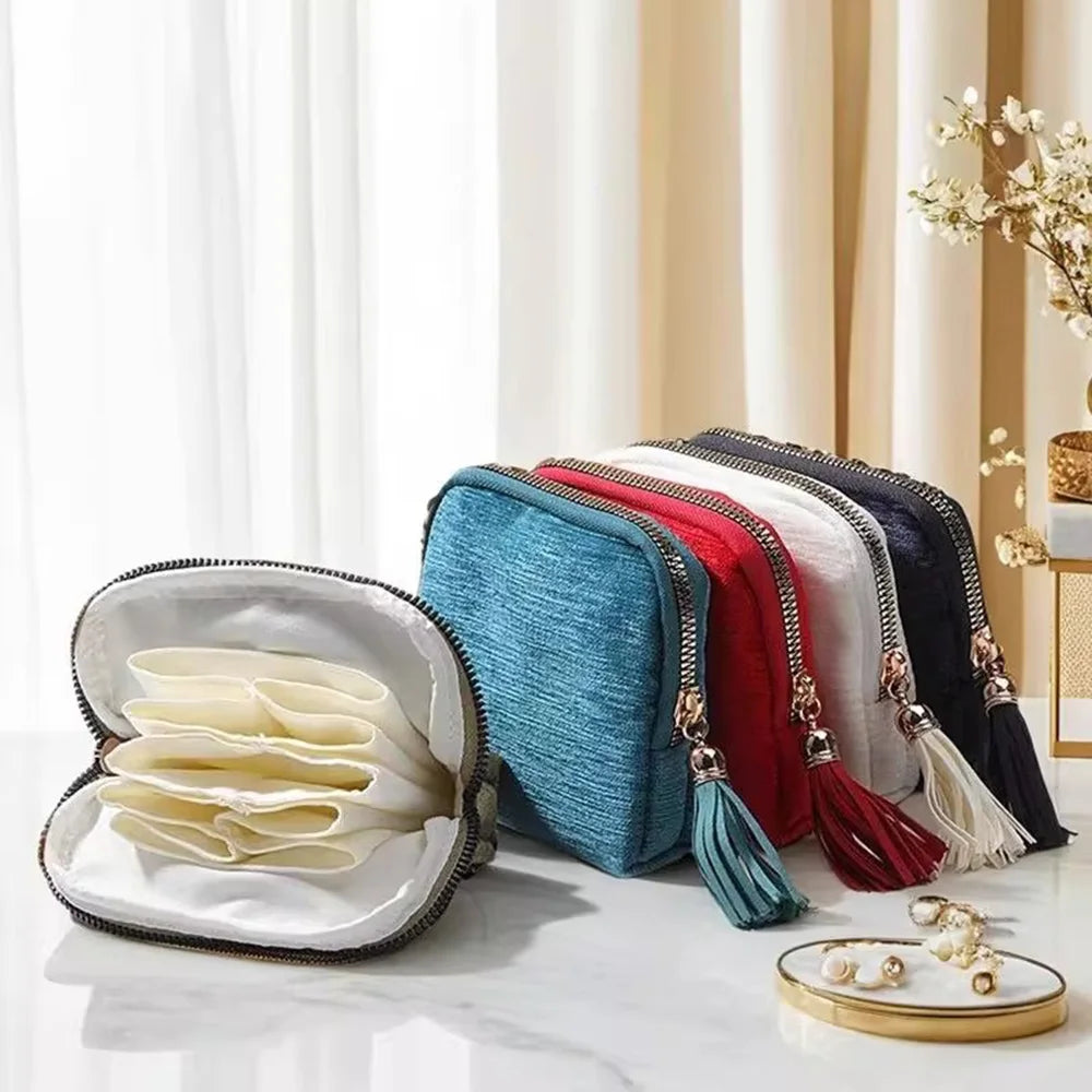 5-Layer Jewelry Storage Bag, Velvet Jewelry Pouch Bags for Watch