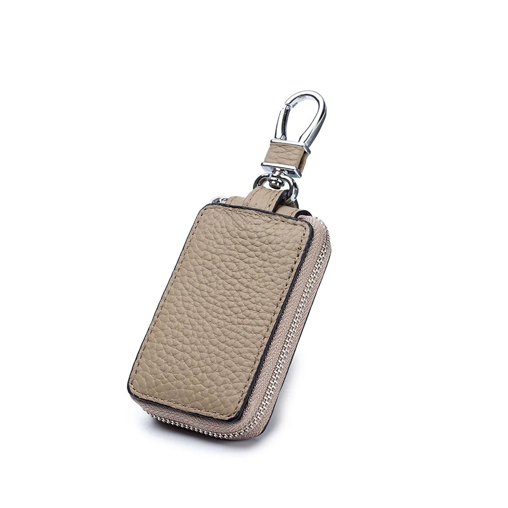 Genuine Leather Key Case Wallet – Zipper Key Holder