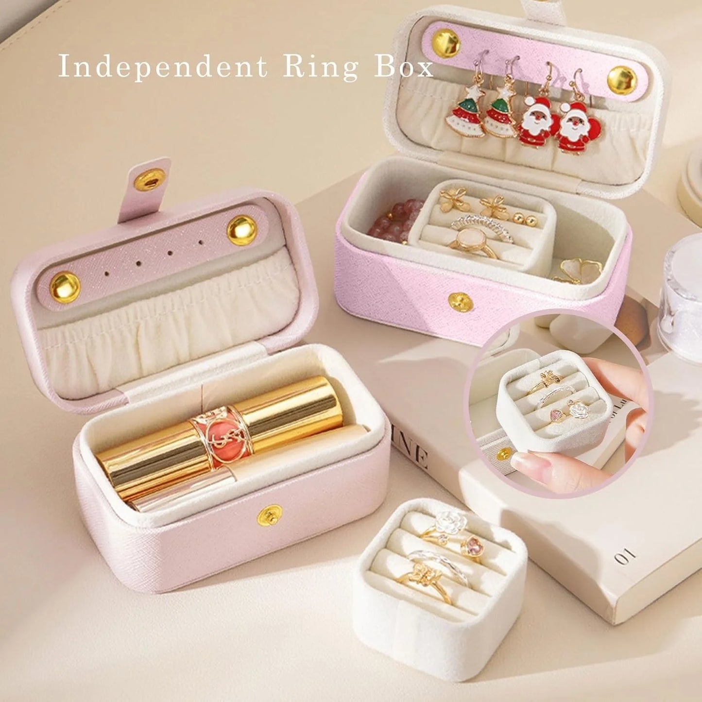 Portable Mini Jewelry Box Small Travel Storage Case for Rings