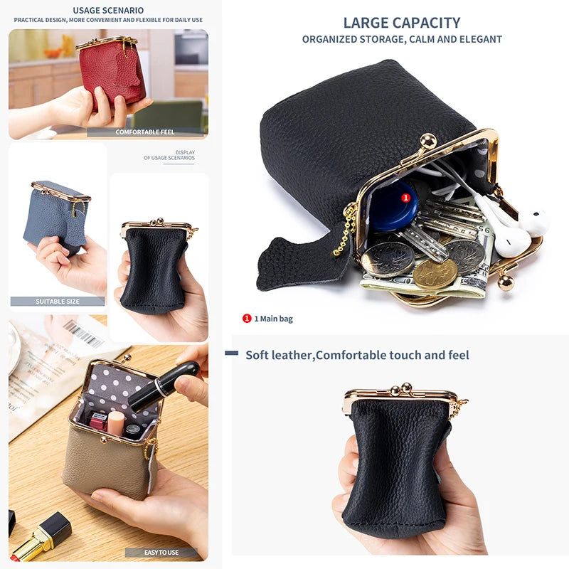 Square Genuine Leather Small Purse