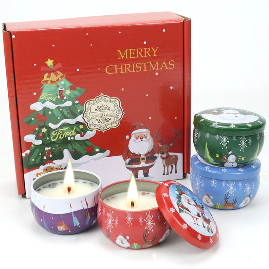 4-Pack Handmade Holiday Decorative Candles with Single Wick Soy Wax