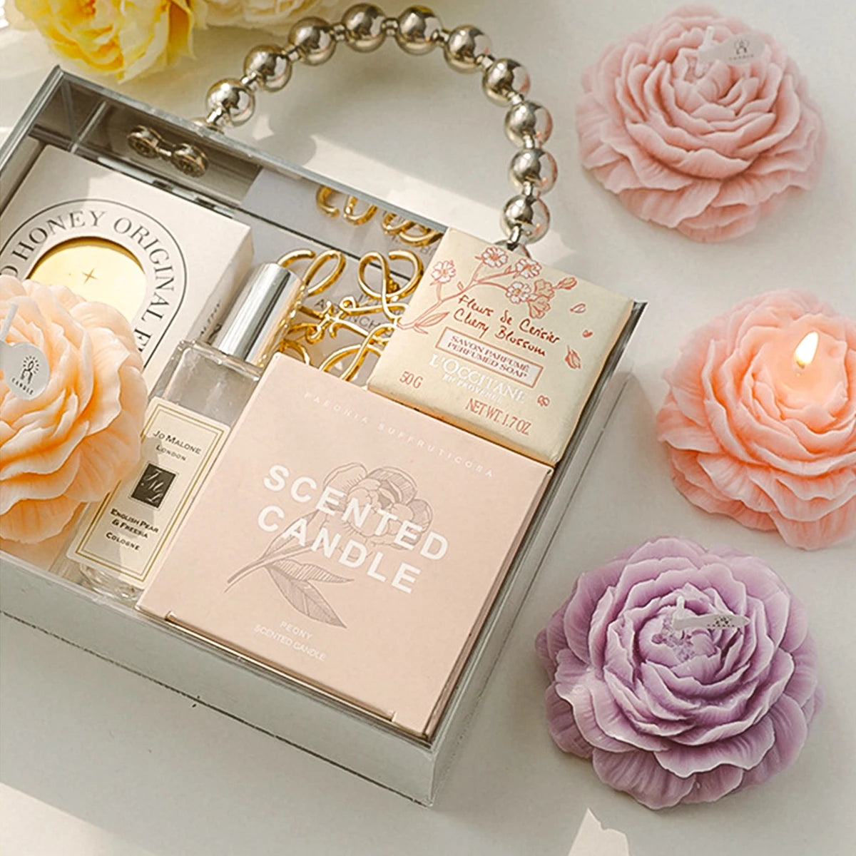 3D Peony Aromatic Candle Creative Flower Shape Aromatherapy Wedding