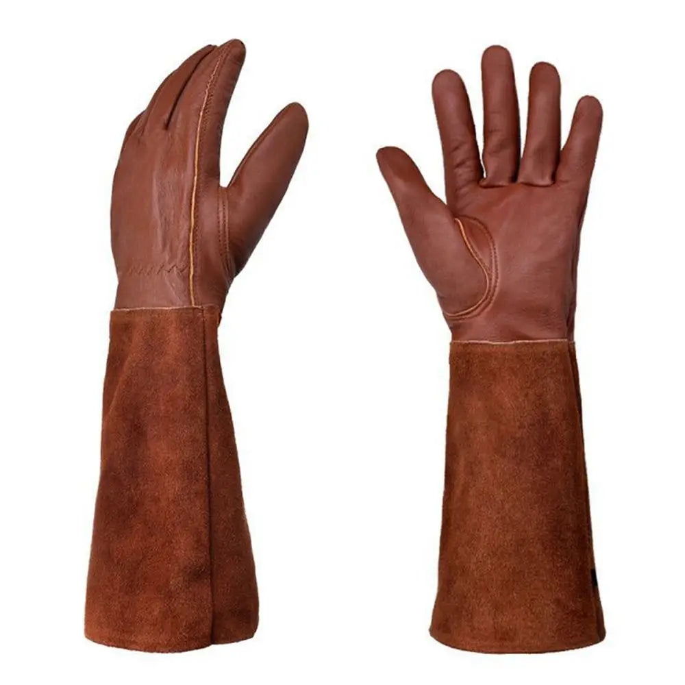 Leather Long Tube Gardening Gloves