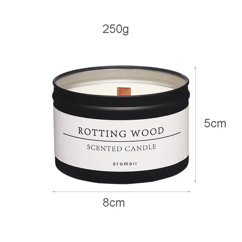 Black Tin Can Scented Aromatic Candles Wooden Wick Candle Jars with