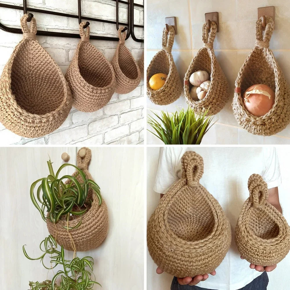 Handwoven Hanging Wall Storage Basket