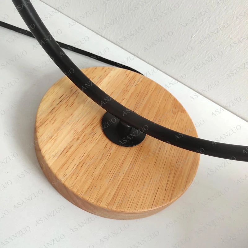 Glass Ball Wood Table Lamp