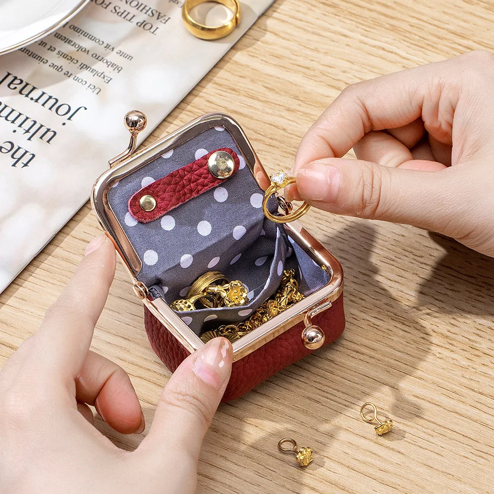 Mini Leather Jewelry Box Open