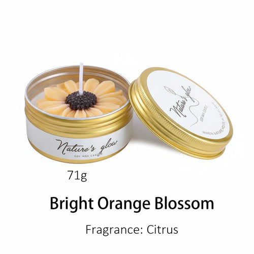 Chamomile Scented Candle Tin, Handmade Soy Wax Flower Candle,
