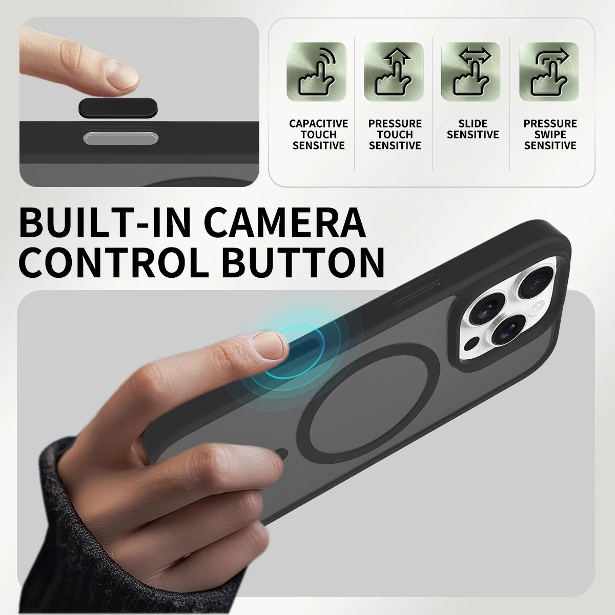 Magnetic Case with Camera Control Capture Button For iPhone 16