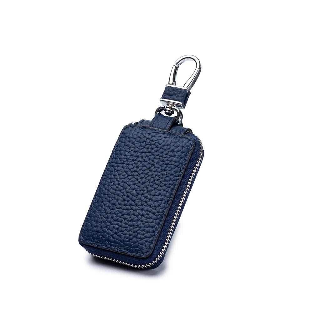 Genuine Leather Key Case Wallet – Zipper Key Holder