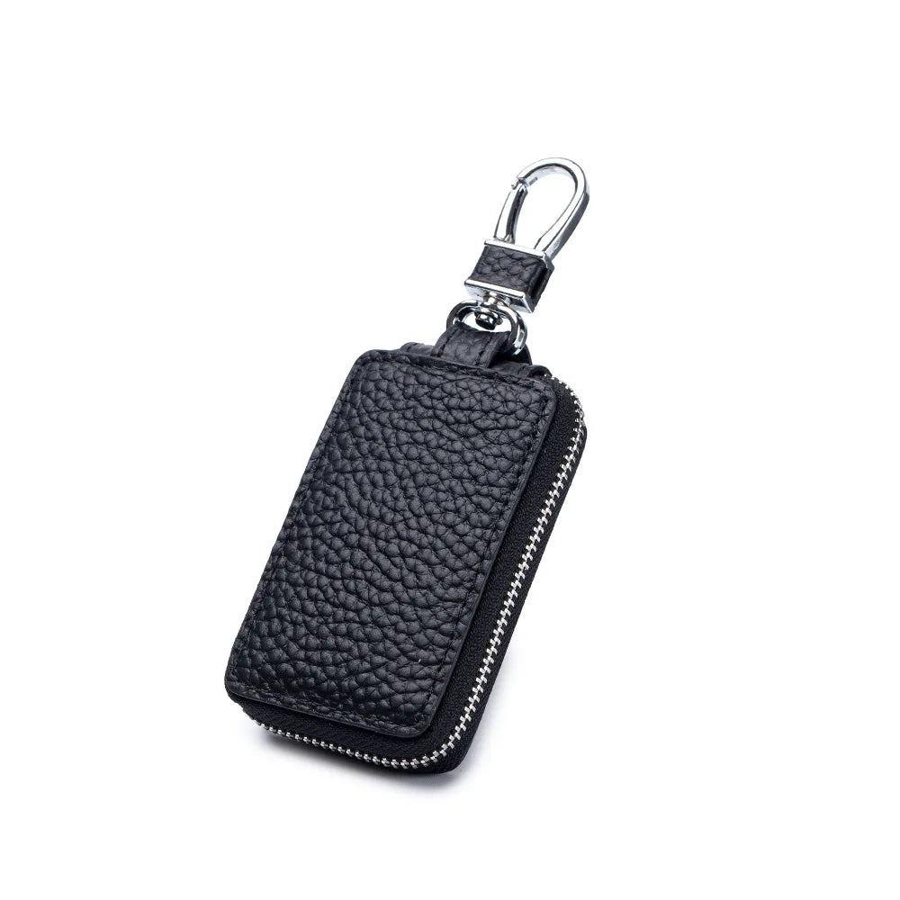 Genuine Leather Key Case Wallet – Zipper Key Holder