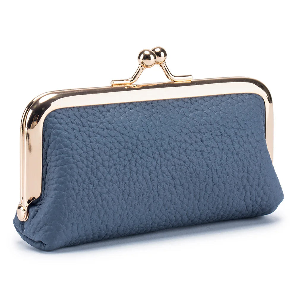 Retro Mini Lock Clip Coin Purse Denin Blue