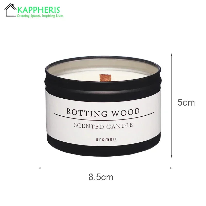Black Tin Can Scented Aromatic Candles Wooden Wick Candle Jars with