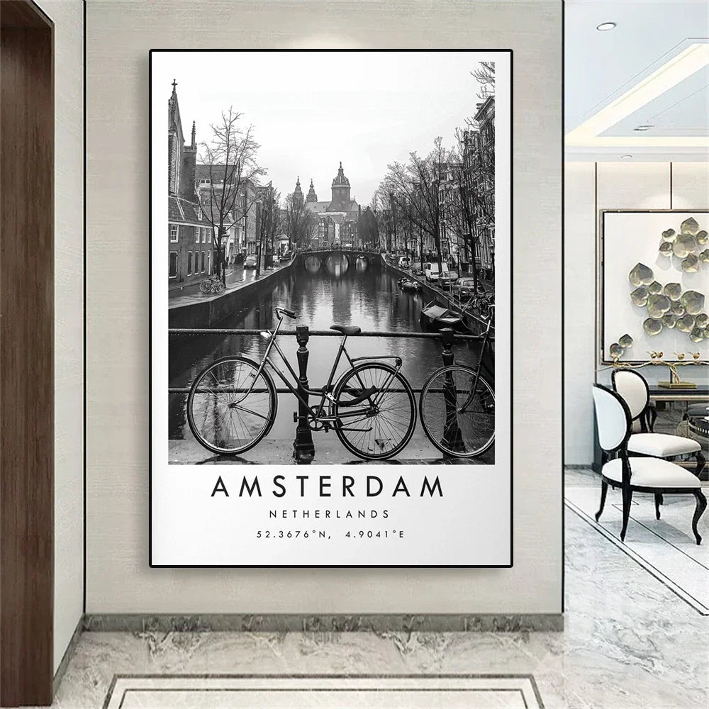 City Landmarks Wall Art Amsterdam