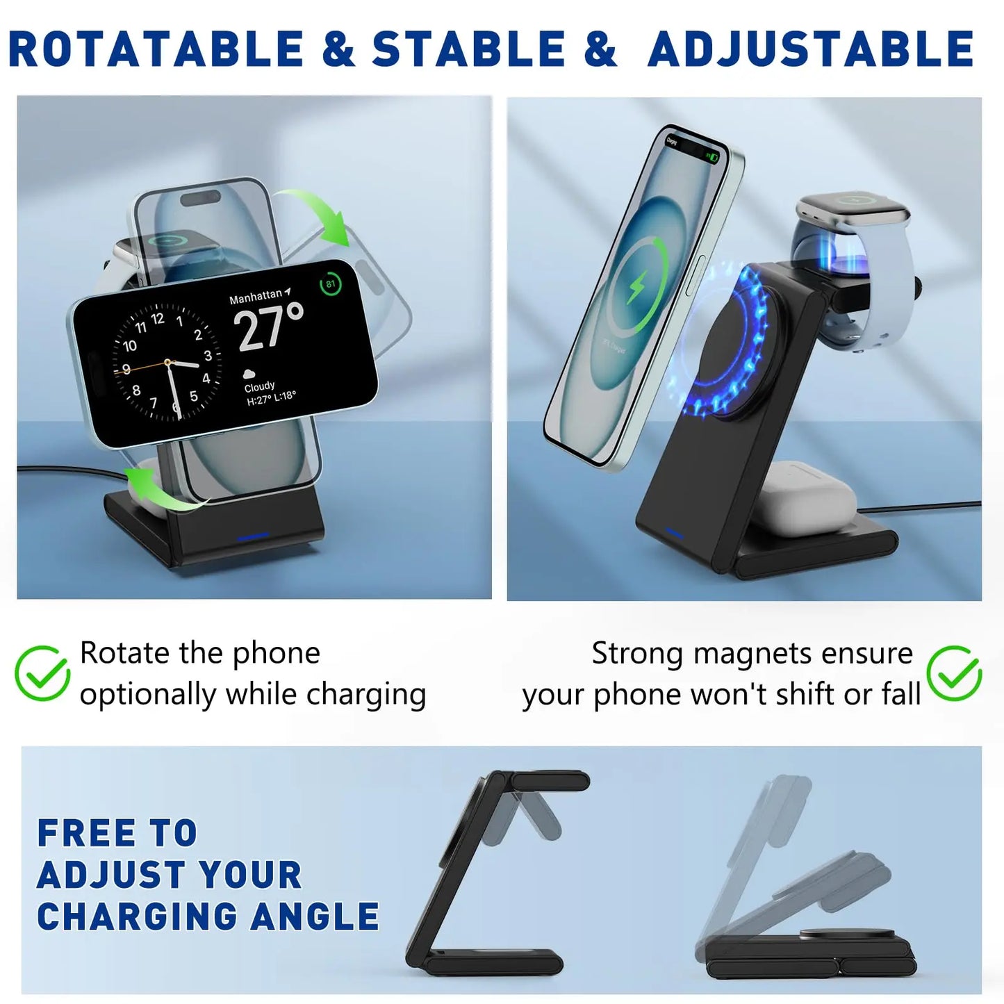 3-1 Wireless Charger for Apple Watch, Airpods and iPhone