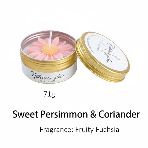 Chamomile Scented Candle Tin, Handmade Soy Wax Flower Candle,
