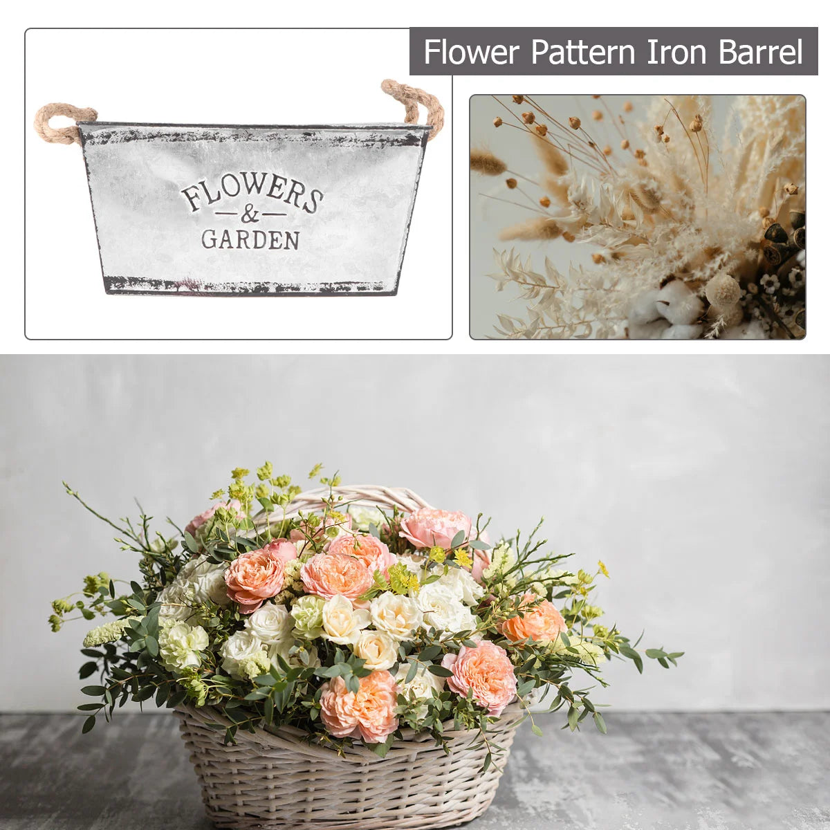 Metal Rustic Galvanized Jug Vase