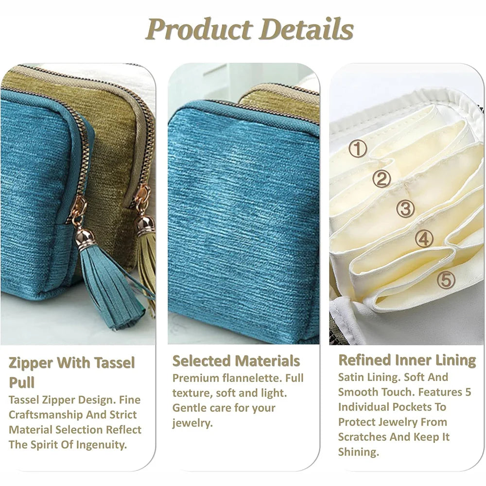 5-Layer Jewelry Storage Bag, Velvet Jewelry Pouch Bags for Watch