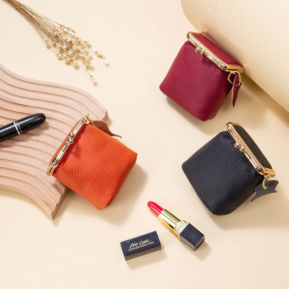 Square Genuine Leather Small Purse