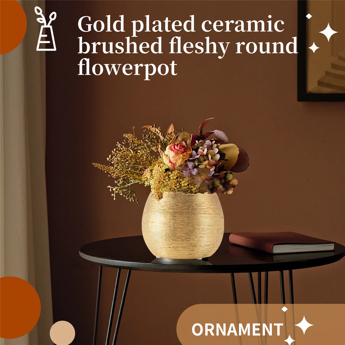 Unique Gold-Plated Flower Pot ornament