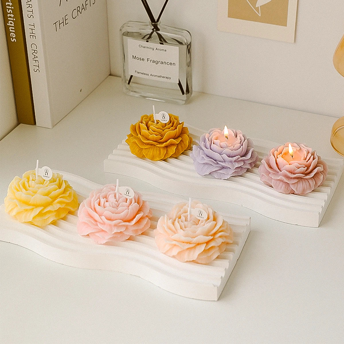 3D Peony Aromatic Candle Creative Flower Shape Aromatherapy Wedding