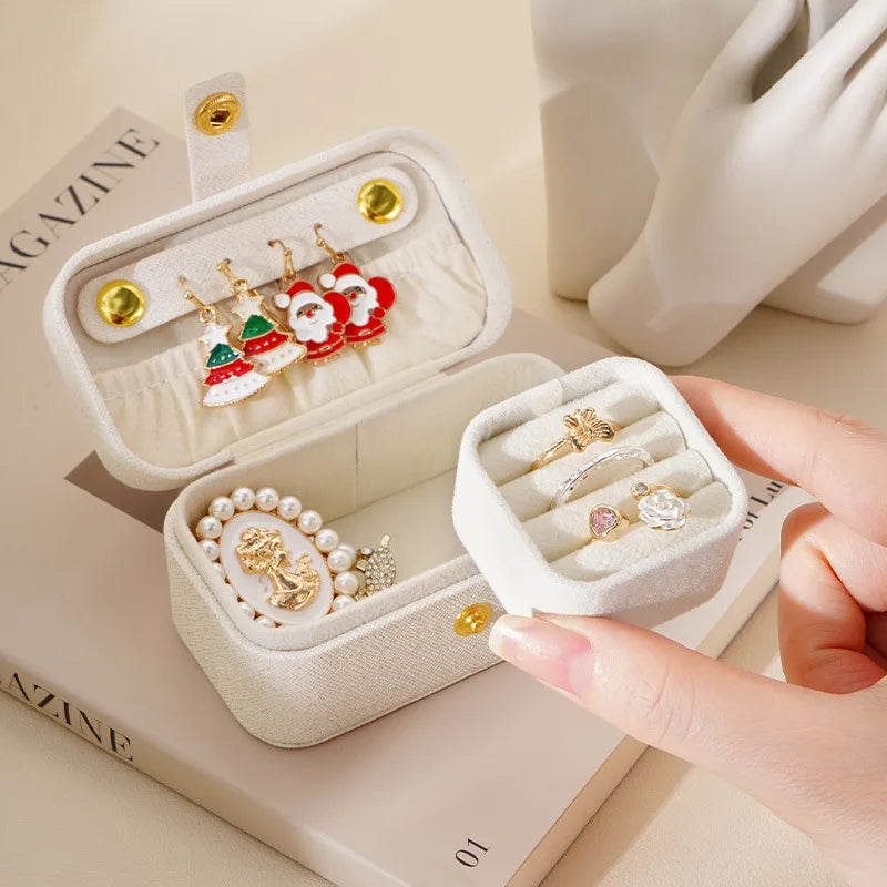Exquisite Pu Leather Jewelry Box Simple Ring Necklace Earrings Storage