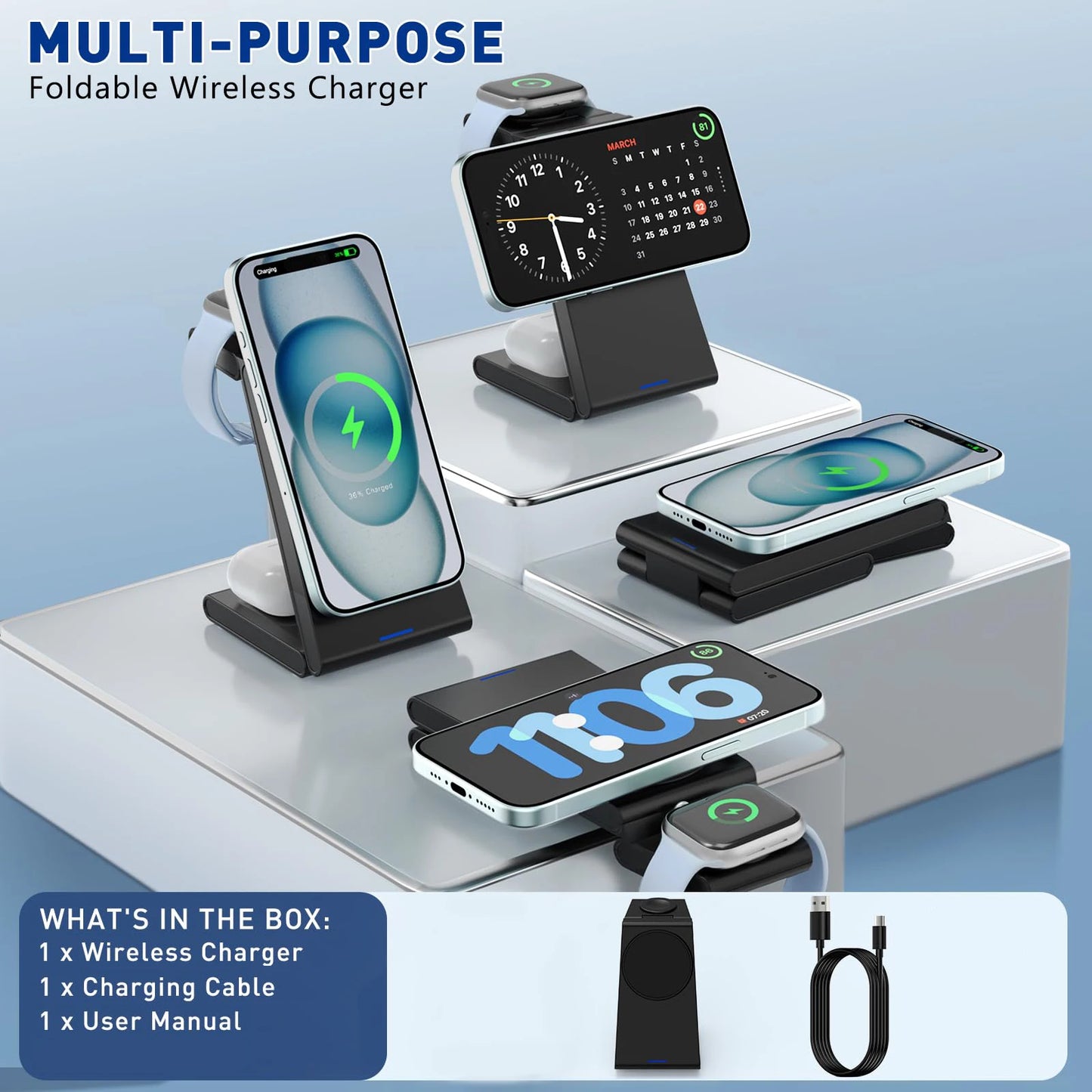 3-1 Wireless Charger for Apple Watch, Airpods and iPhone