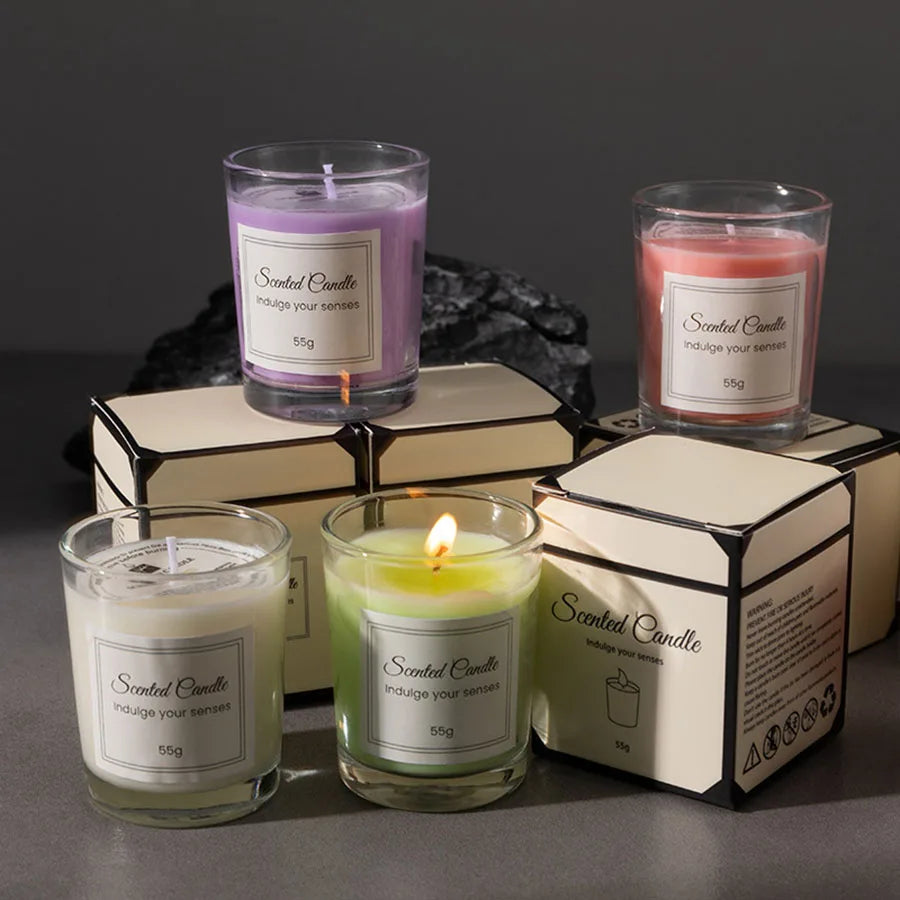 Aromatherapy Candle Premium Gift Box Glass Handmade Soy Wax Smokeless