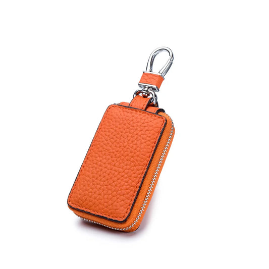 Genuine Leather Key Case Wallet – Zipper Key Holder
