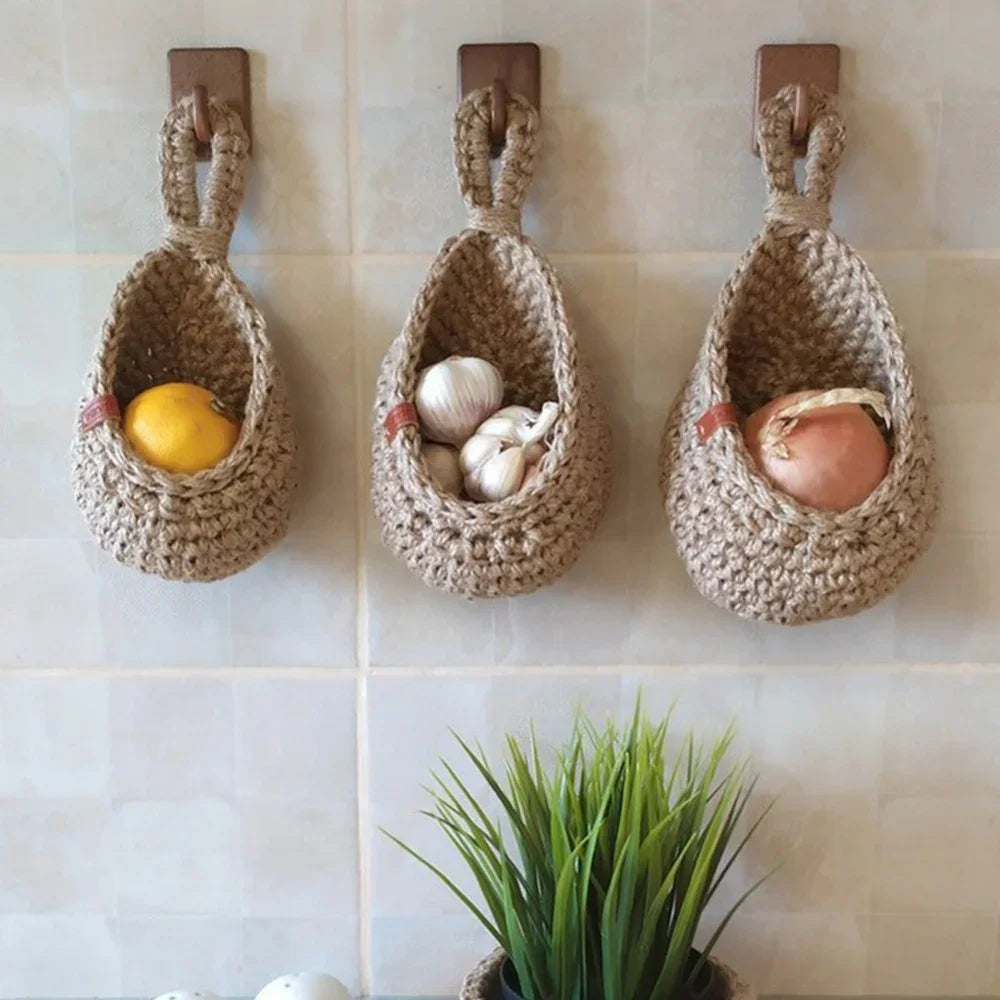 Handwoven Hanging Wall Storage Basket