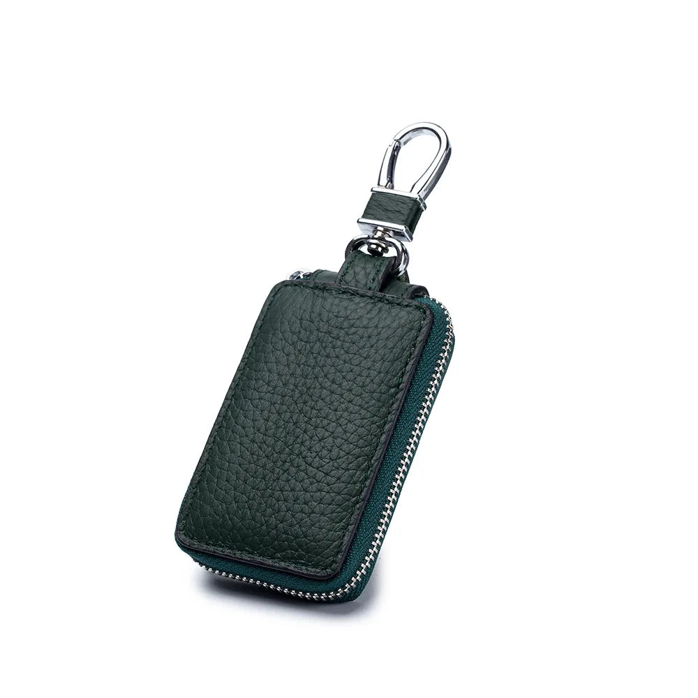 Genuine Leather Key Case Wallet – Zipper Key Holder