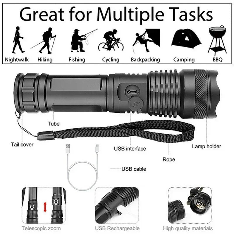 High Power Led Flashlight Multiple Tasks