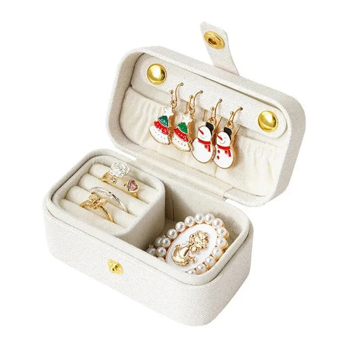Exquisite Pu Leather Jewelry Box Simple Ring Necklace Earrings Storage