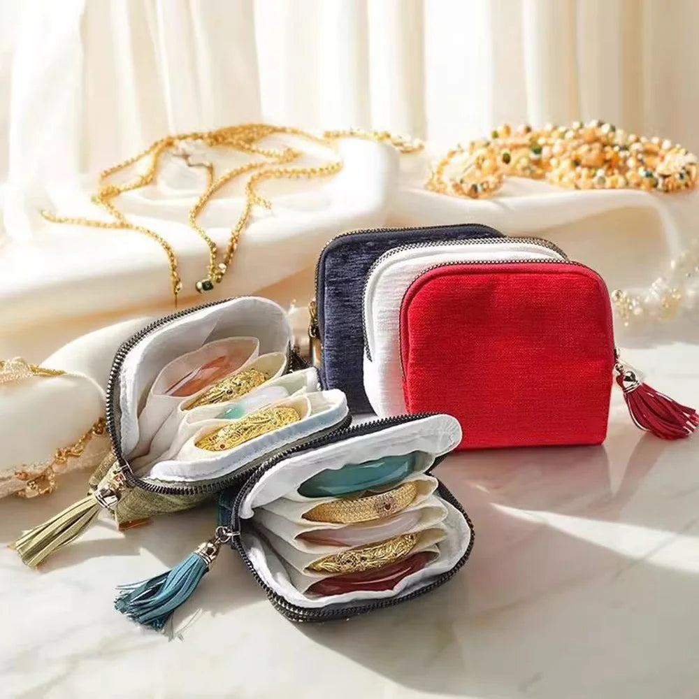 5-Layer Jewelry Storage Bag, Velvet Jewelry Pouch Bags for Watch