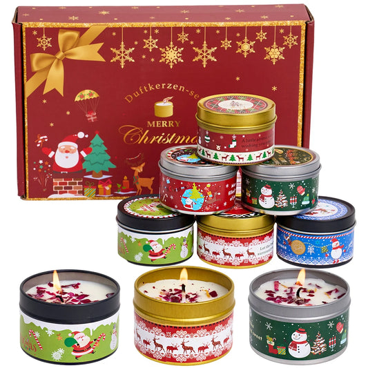 Christmas Scented Candle Set Gift Fragrance Candle Jar Smokeless