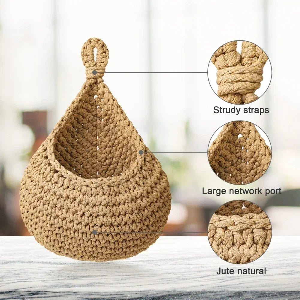 Handwoven Hanging Wall Storage Basket