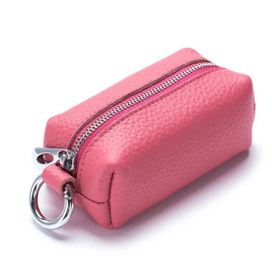 Compact Chic Leather Wallet Rose Red