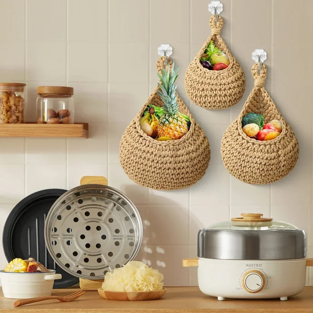 Handwoven Hanging Wall Storage Basket